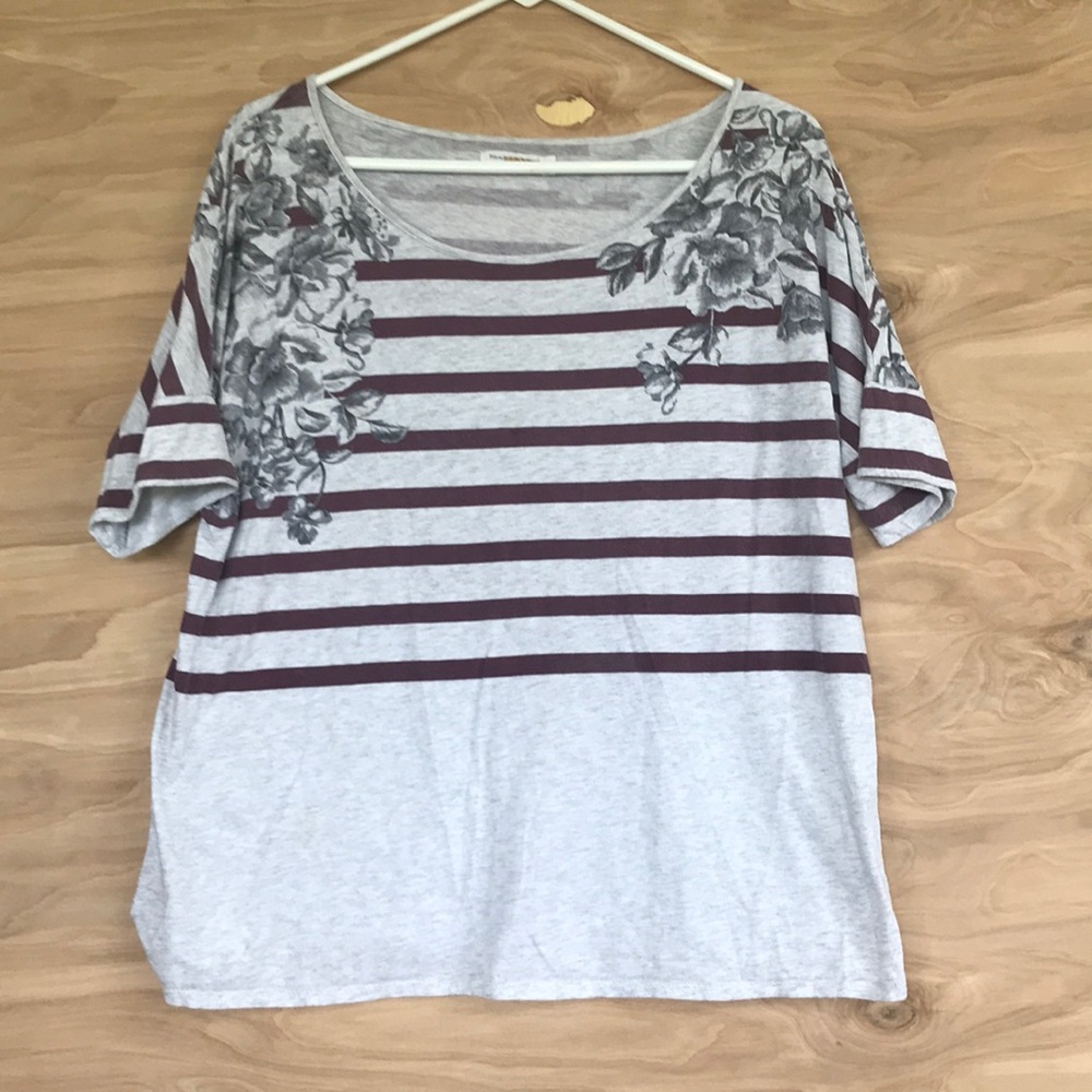 Anthropologie t-shirt with stripes and florals